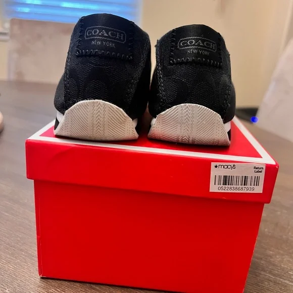 Coach Black Canvas Slip-On Flats! Only worn once. - Picture 2 of 5